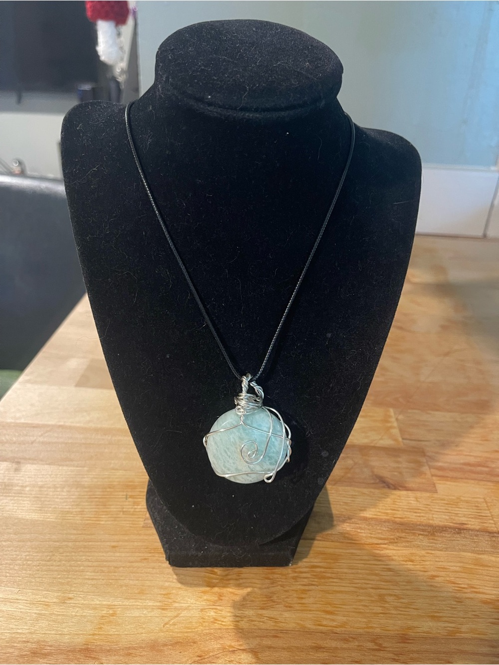 Wire wrapped amazonite crystal necklace